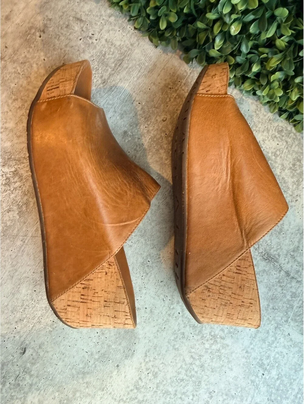 Chocolate Blu Manny Wedge Cord Platform Slides - Camel Brown - Size 8